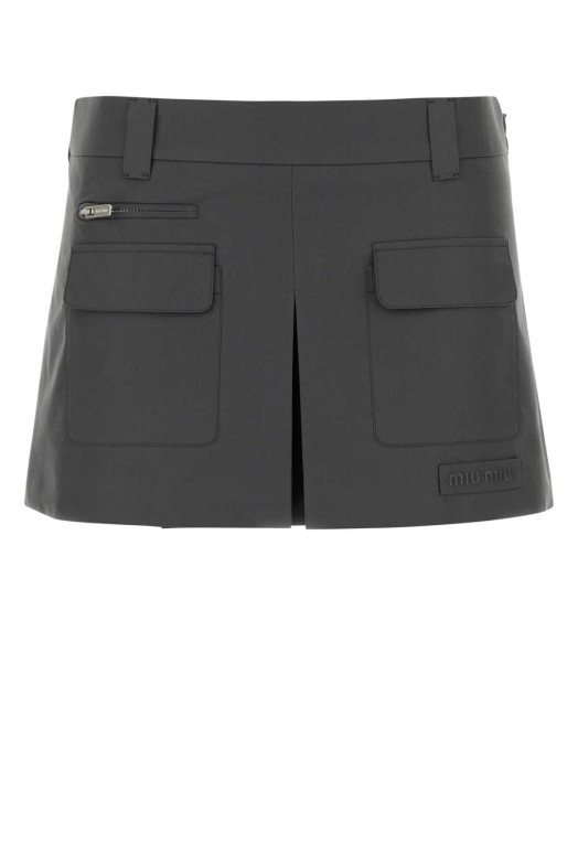 Charcoal poplin mini skirt MIU MIU (MG2693SOOO10RG)