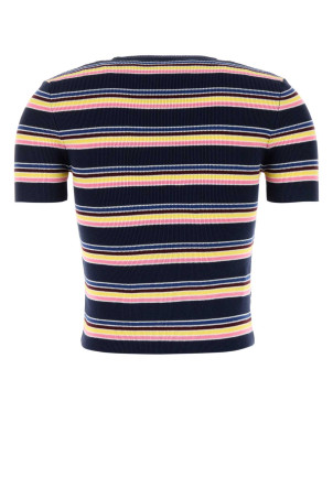 Embroidered cotton t-shirt Blue PRADA (P24N2SSOOO16V9)