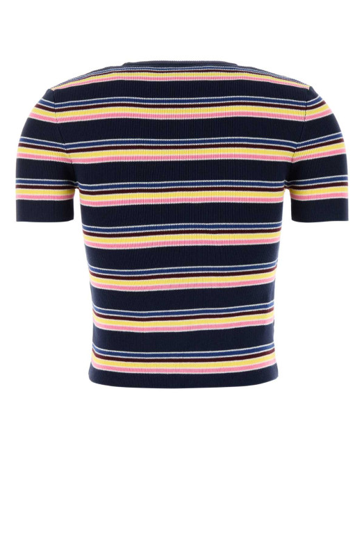 Бавовняна футболка з вишивкою, синя, PRADA (P24N2SSOOO16V9)