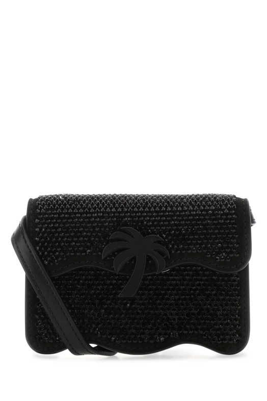 Embellished leather micro Palm Beach crossbody bag Black PALM ANGELS (PWNX001S23LEA003)