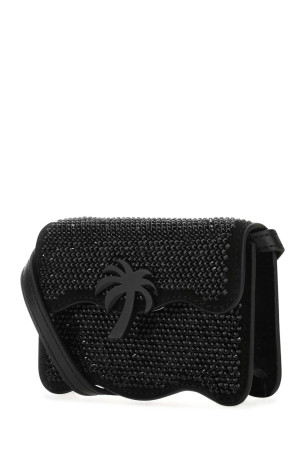 Embellished leather micro Palm Beach crossbody bag Black PALM ANGELS (PWNX001S23LEA003)