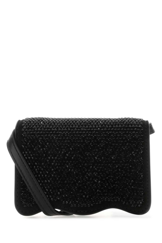 Embellished leather micro Palm Beach crossbody bag Black PALM ANGELS (PWNX001S23LEA003)