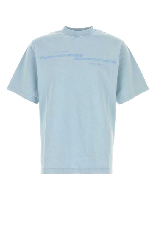 Светло-голубая хлопковая футболка оверсайз ALEXANDER WANG (UCC3261926)