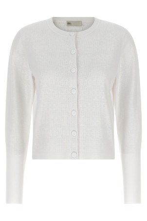 Кардиган из вискозы с ажурной вязкой, белый TORY BURCH 181837100