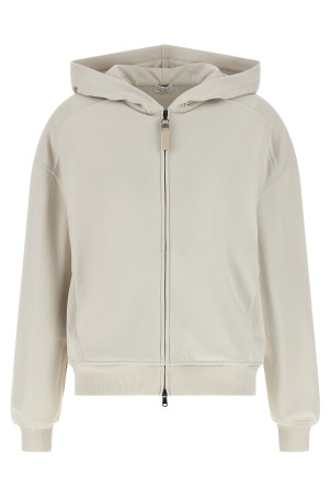 'Shiny Zipper Pull' hoodie Beige