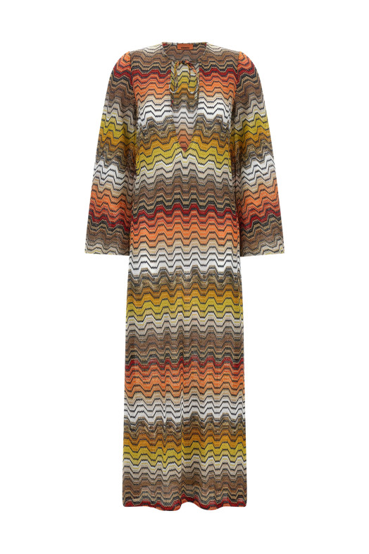 Greek motif cover-up dress Multicolor