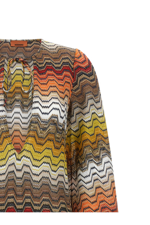 Greek motif cover-up dress Multicolor