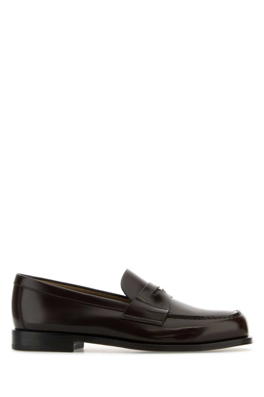 Шкіряні лофери кольору шоколаду PRADA (2DB201FC000055)
