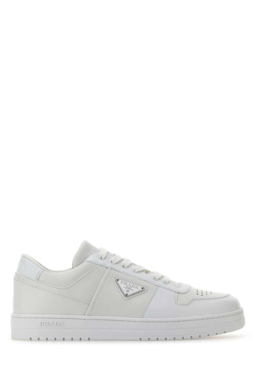 Білі шкіряні кросівки Downtown від PRADA, чорні (2EE364FD0033LJ6)