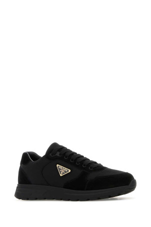 Черные кроссовки Prax из материала Re-Nylon и замши, PRADA (2EE436FG000D7C)