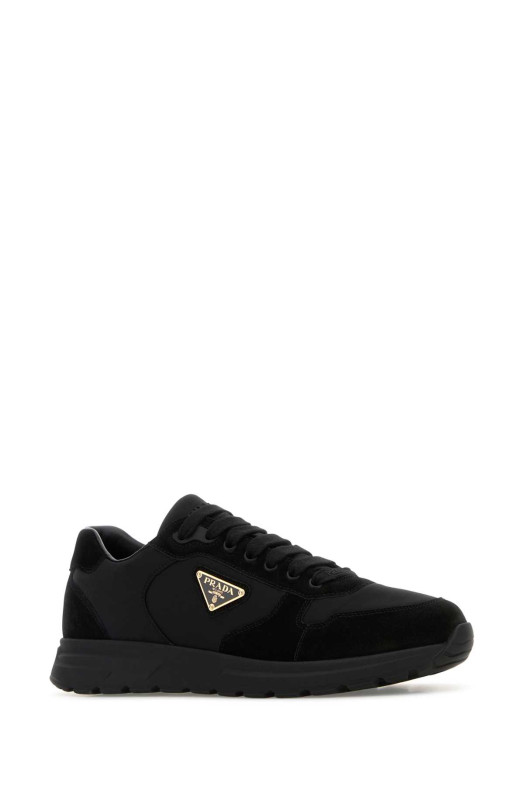 Черные кроссовки Prax из материала Re-Nylon и замши, PRADA (2EE436FG000D7C)