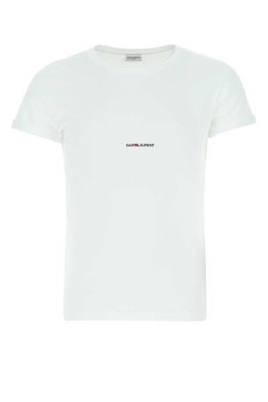 Белая хлопковая футболка SAINT LAURENT (464572YB2DQ)