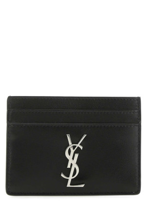 Черный кожаный держатель для карт Black SAINT LAURENT (4856310SX0E)