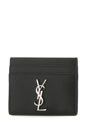 Черный кожаный держатель для карт Black SAINT LAURENT (4856310SX0E)