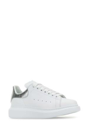 White leather sneakers with silver leather heel White ALEXANDER MCQUEEN (553770WIAH0)
