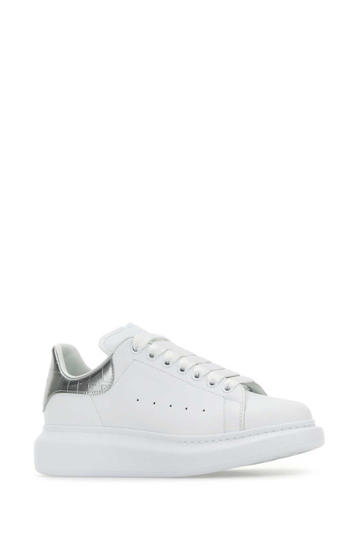 White leather sneakers with silver leather heel White ALEXANDER MCQUEEN (553770WIAH0)