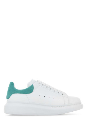 White leather sneakers with sea green suede heel ALEXANDER MCQUEEN (553770WIAJV)