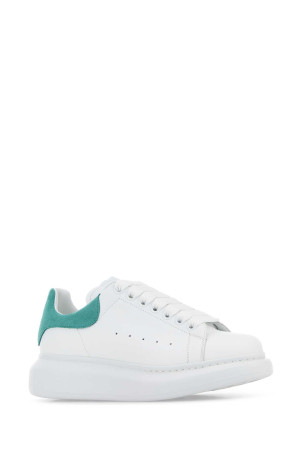 White leather sneakers with sea green suede heel ALEXANDER MCQUEEN (553770WIAJV)
