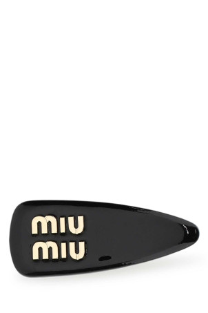 Black leather hair clip Black MIU MIU (5IF092069)