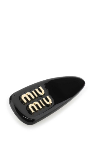 Black leather hair clip Black MIU MIU (5IF092069)