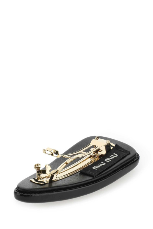 Black leather hair clip Black MIU MIU (5IF092069)