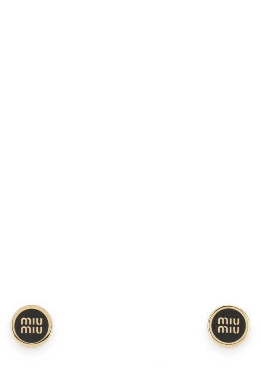 Gold metal earrings Black MIU MIU (5JO9122F6T)