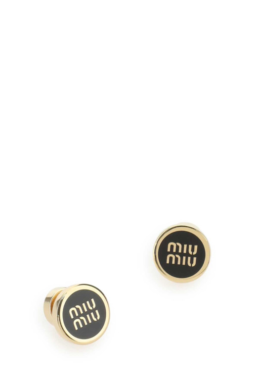 Gold metal earrings Black MIU MIU (5JO9122F6T)