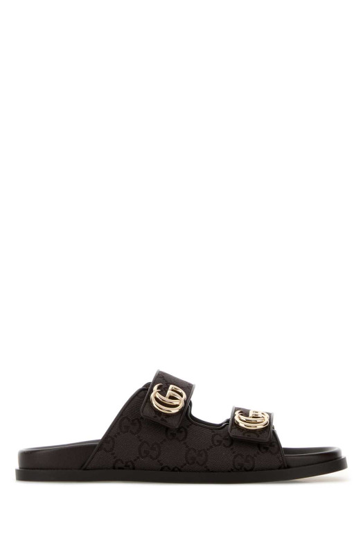 Темно-коричневі полотняні капці GUCCI (8553902UZO0)