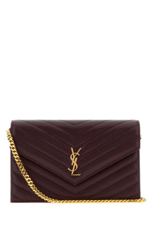 Кожаный кошелек «Envelope Cassandre» от SAINT LAURENT бордового цвета (862439AAGY5)