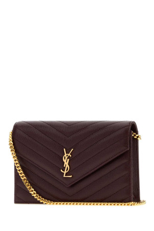 Кожаный кошелек «Envelope Cassandre» от SAINT LAURENT бордового цвета (862439AAGY5)