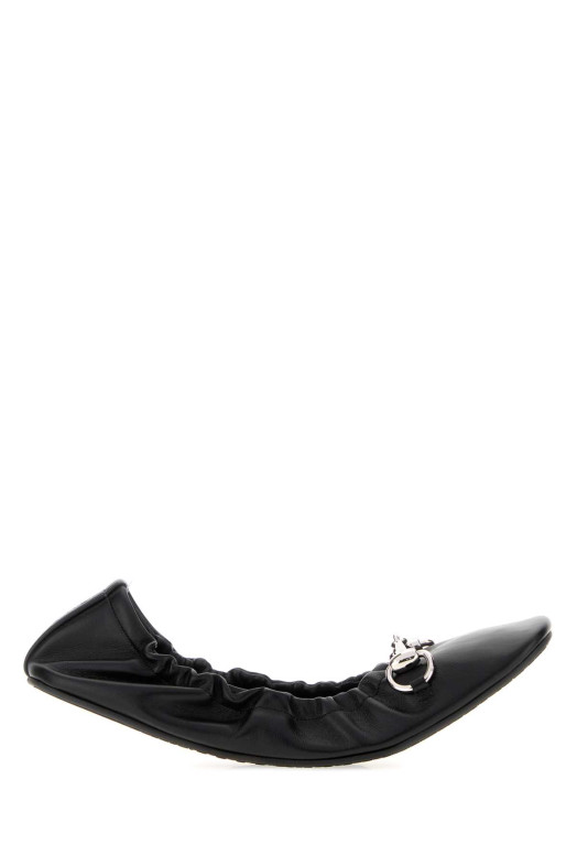 Black leather Prima ballerinas Black GUCCI (875322AAF3Q)