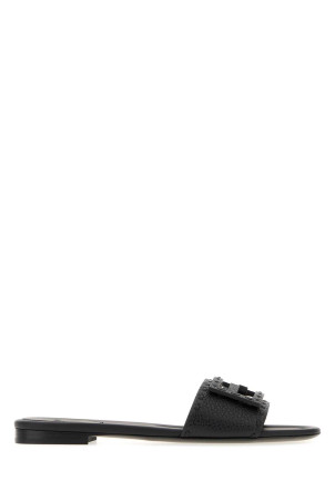 Black leather Baguette slippers Black FENDI (8R8136AQY2)
