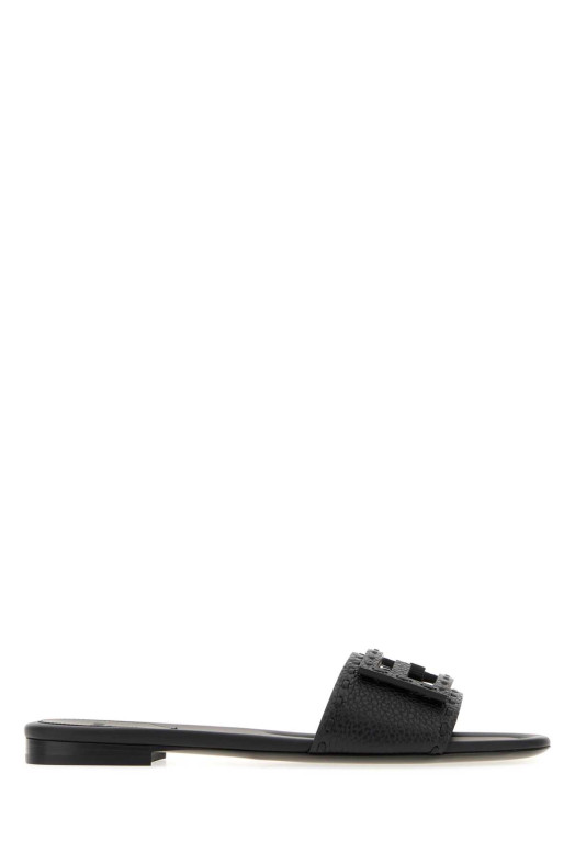 Black leather Baguette slippers Black FENDI (8R8136AQY2)
