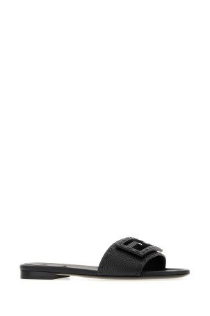 Black leather Baguette slippers Black FENDI (8R8136AQY2)