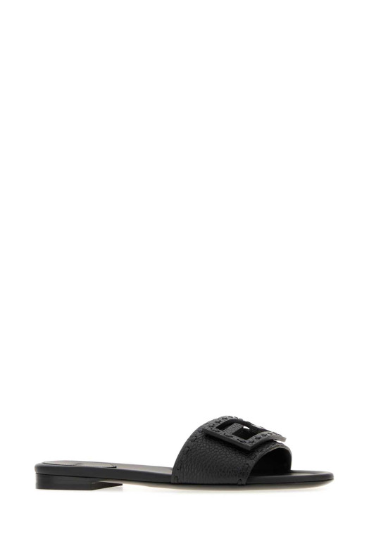 Black leather Baguette slippers Black FENDI (8R8136AQY2)