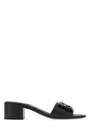Black leather Baguette mules Black FENDI (8R8862AQY2)