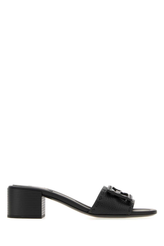 Black leather Baguette mules Black FENDI (8R8862AQY2)