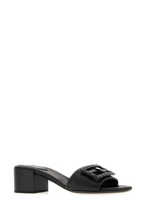 Black leather Baguette mules Black FENDI (8R8862AQY2)