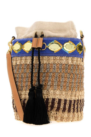Embroidered raffia VLogo Signature bucket bag VALENTINO GARAVANI (8W2B0T10ZCD)