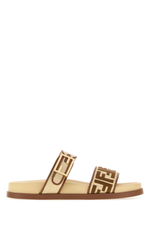 Two-tone raffia Fendi Feel slippers FENDI (8X8710ABN3)