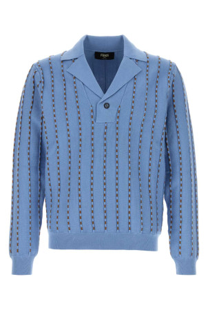 Cerulean blue cotton polo shirt FENDI (FZC171AWZ1)