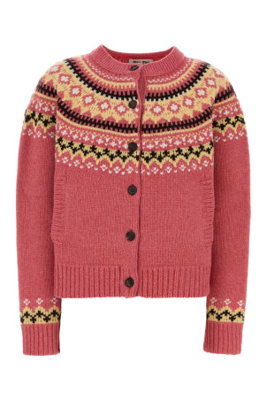 Dark pink wool oversize cardigan MIU MIU (MMF00ZSOOO18SI)