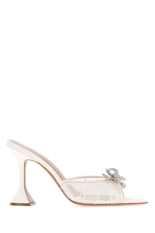 White lace Rosie mules Beige AMINA MUADDI (ROSIELACESLIPPER95)