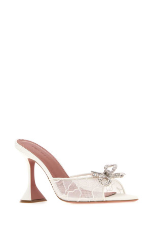 White lace Rosie mules Beige AMINA MUADDI (ROSIELACESLIPPER95)
