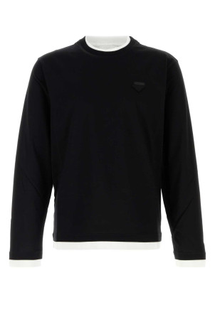 Black cotton t-shirt PRADA (UJL73BSWMO11CD)