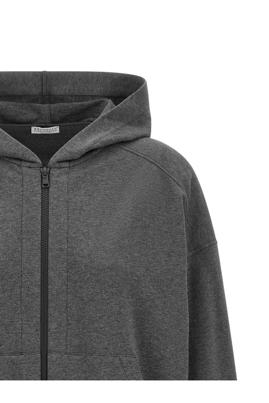 'Shiny Trims' hoodie Gray