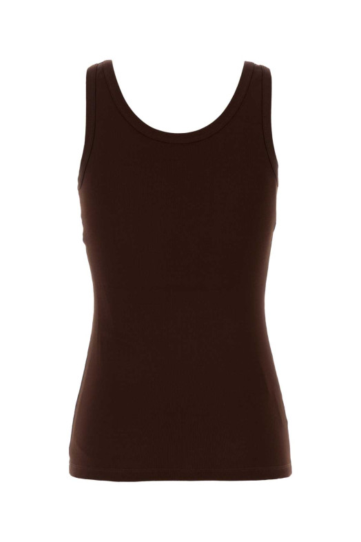 Шоколадно-бежева майка без рукавів PRADA (39576LSWMO14L0)