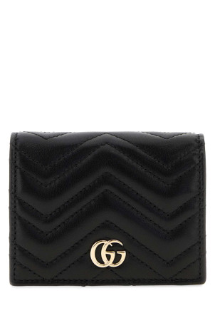 Black leather small GG Marmont wallet Black GUCCI (466492AAFAX)