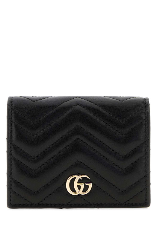 Black leather small GG Marmont wallet Black GUCCI (466492AAFAX)