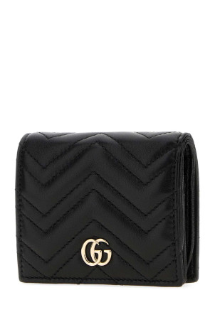 Black leather small GG Marmont wallet Black GUCCI (466492AAFAX)